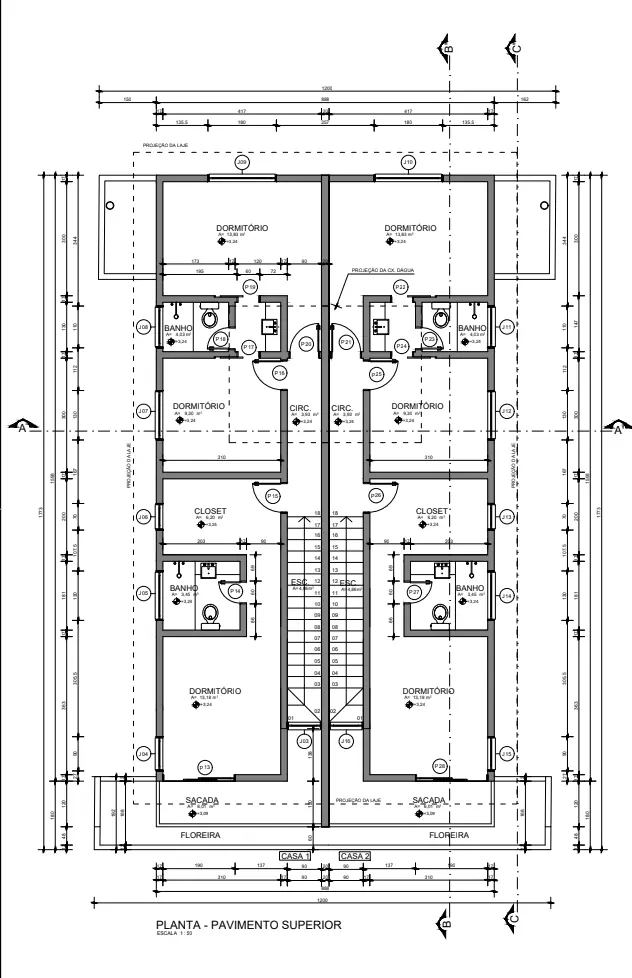 Casas Açores - upper floor plan